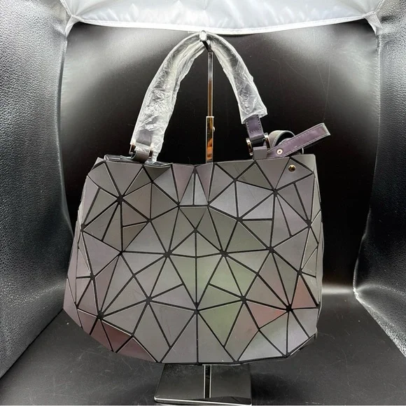 Geometric Black Shoulder Bag - Picture 1 of 10
